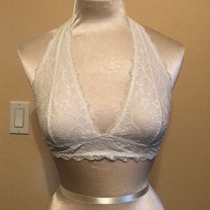 Free People White halter Bralette
